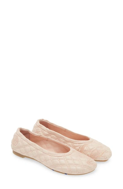 Shop Burberry Sadler Embroidered Ballerina Flats In Baby Neon