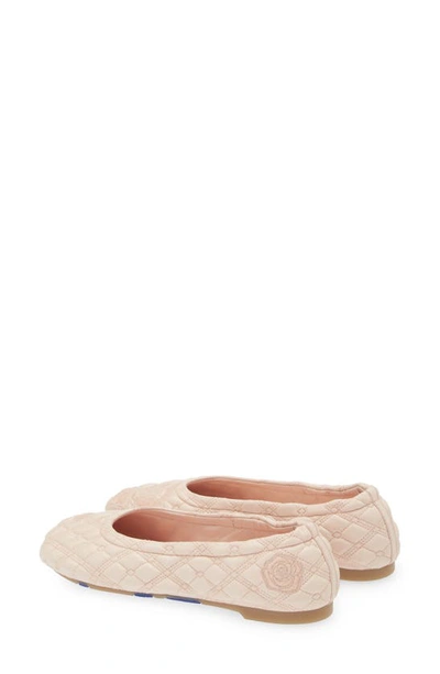 Shop Burberry Sadler Embroidered Ballerina Flats In Baby Neon