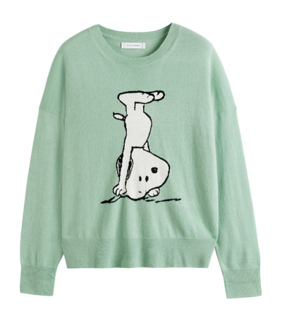 Shop Chinti & Parker X Peanuts Wool-cashmere Sweater In Green
