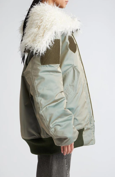 Shop Vaquera Giant Aviator Jacket With Faux Fur Hood In Khaki