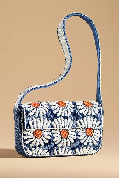 Shop Maeve The Fiona Beaded Bag: Bloom Edition In Blue