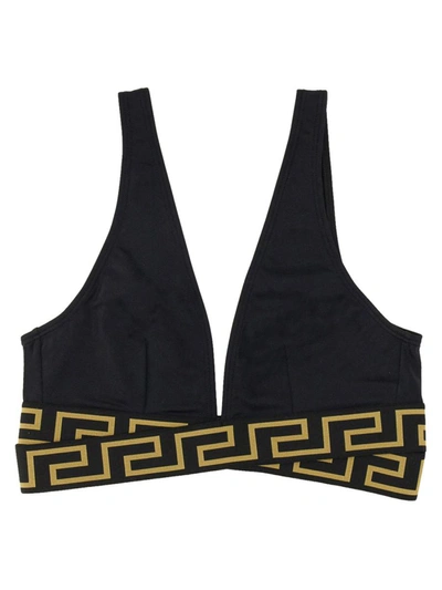 Shop Versace Greek Bikini Top In Black