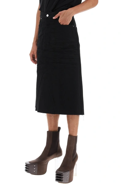 Shop Rick Owens Midi Denim Skirt