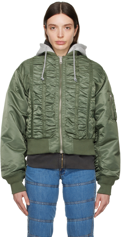 Shop Mademe Green Alpha Industries Edition Ma-1 Bomber Jacket In Washed Olive