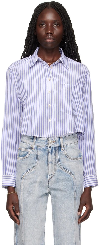 Isabel Marant Étoile Eliora Striped Button-front Crop Shirt In 30ae Azure