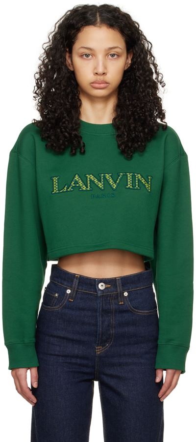 Shop Lanvin Green Curb Embroidered Sweatshirt In 474 Bottle