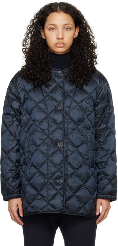 Shop Max Mara Navy Csoft Down Jacket In 75 Midnightblue