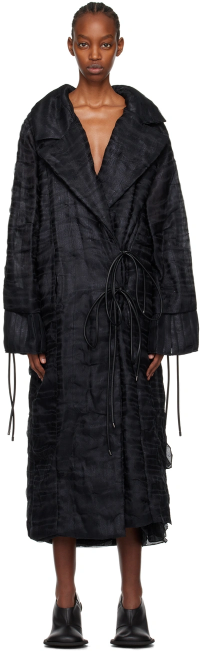 Shop Yume Yume Black 'grown By Nature' Coat In Black Sheer