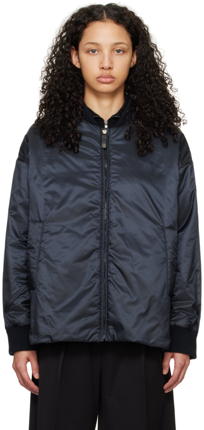 Max Mara Silver Sierra Bomber Jacket In 8 Midnight Blue
