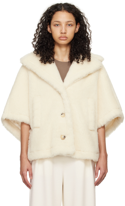Max Mara Womens Sand Aleggio Relaxed-fit Wool-blend Cape In 1 White