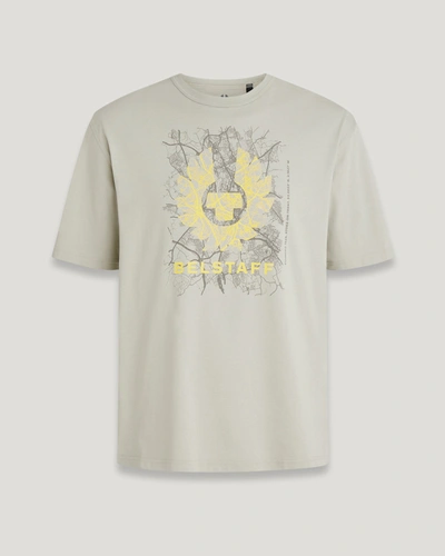 Shop Belstaff Map T-shirt Für Herren Heavy Cotton Jersey In Cloud Grey