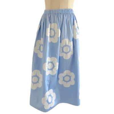 Pre-owned Miu Miu Light Blue Floral Midi Skirt