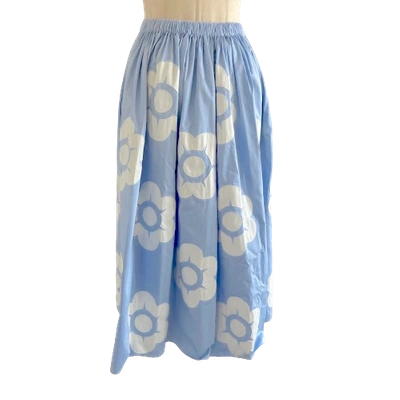 Pre-owned Miu Miu Light Blue Floral Midi Skirt