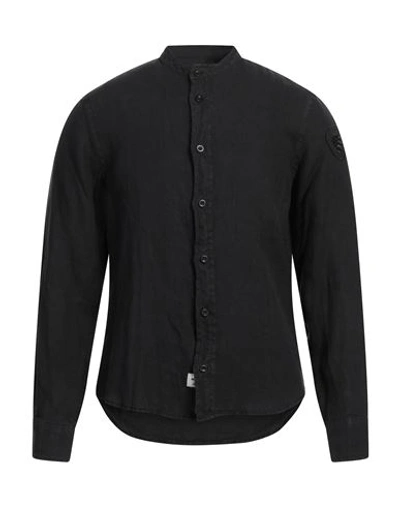 Shop Blauer Man Shirt Black Size M Linen