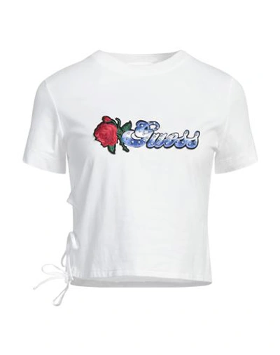 Shop Guess Woman T-shirt White Size Xs Cotton, Elastane
