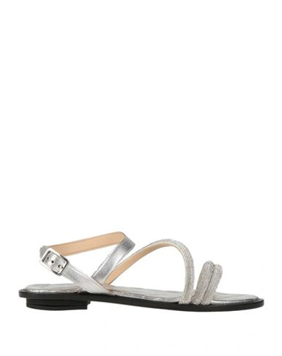 Shop Hadel Woman Sandals Silver Size 6 Leather