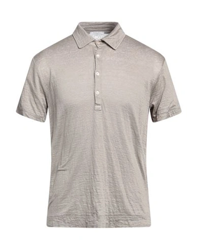 Shop Boglioli Man Polo Shirt Dove Grey Size M Linen