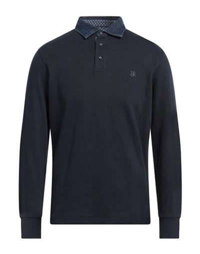 Shop Harmont & Blaine Man Polo Shirt Midnight Blue Size M Cotton