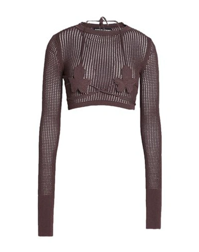 Andreädamo Andreādamo Woman Sweater Dark Brown Size S Viscose, Polyester, Polyamide, Elastane In Brown
