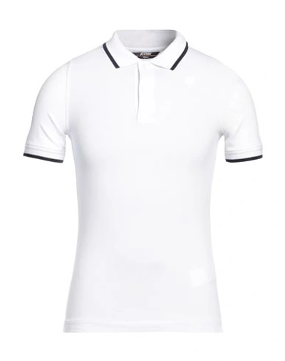 Shop K-way Man Polo Shirt White Size Xs Cotton, Elastane