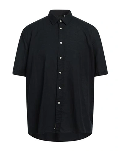 Liu •jo Man Man Shirt Midnight Blue Size Xxl Lyocell, Linen, Cotton In Blue
