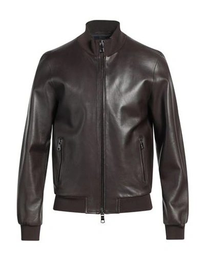 Shop The Jack Leathers Man Jacket Dark Brown Size 46 Leather