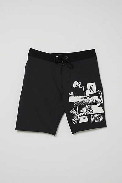 Shop Afends Collage Recycled Swim Short In Washed Black, Men's At Urban Outfitters