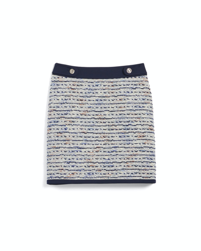 Shop White House Black Market Tweed Boot Skirt With Buttons In Ecru W/navy Combo