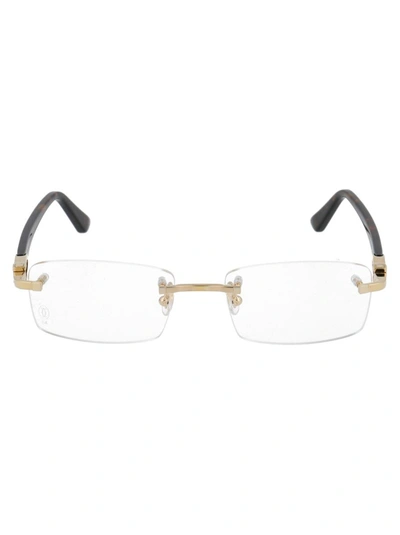 Shop Cartier Optical In 002 Gold Havana Transparent