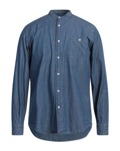 Shop Liu •jo Man Man Denim Shirt Blue Size 15 ¾ Cotton