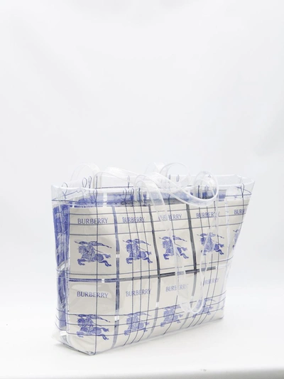 Shop Burberry Ekd Label Tote Bag In White