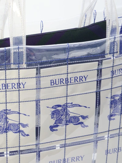 Shop Burberry Ekd Label Tote Bag In White