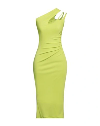 Shop Mugler Woman Midi Dress Acid Green Size 10 Viscose