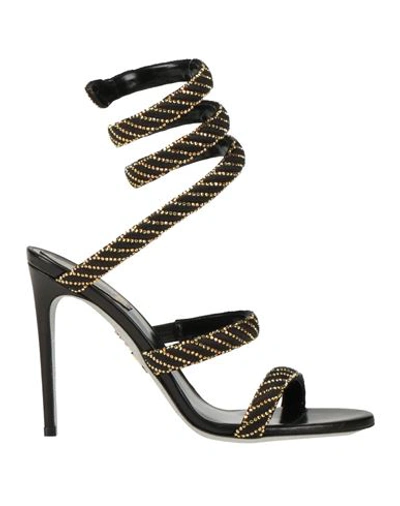 Shop René Caovilla Rene' Caovilla Woman Sandals Black Size 6 Textile Fibers