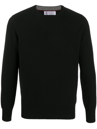 Shop Brunello Cucinelli Black Crew Neck Cashmere Sweater
