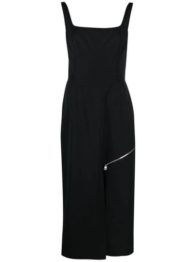Shop Alexander Mcqueen Zip-embellished Midi Dress In Black