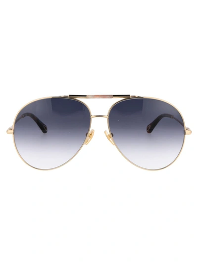 Shop Chloé Sunglasses In 001 Gold Gold Blue