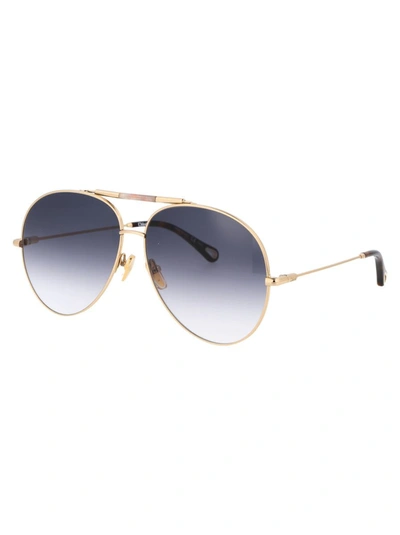 Shop Chloé Chloe Sunglasses In 001 Gold Gold Blue