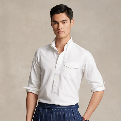 Shop Ralph Lauren Custom Fit Oxford Popover Shirt In White