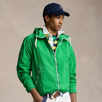 Shop Ralph Lauren Garment-dyed Twill Hooded Jacket In Preppy Green