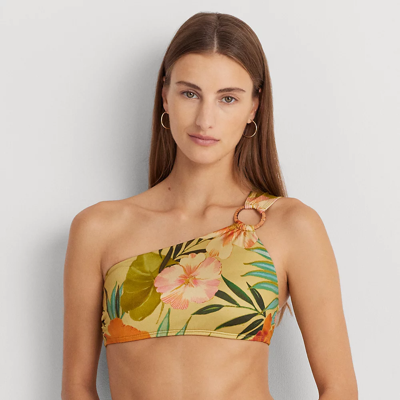 Shop Lauren Ralph Lauren Print Ring-front One-shoulder Bikini Top In Multi
