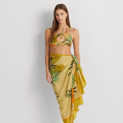 Shop Lauren Ralph Lauren Tropical-print Cotton Voile Wrap Skirt In Multi