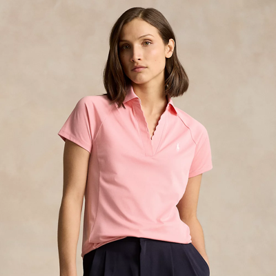 Shop Rlx Golf Tailored Fit Mesh Polo Shirt In Course Pink