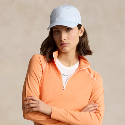 Shop Rlx Golf Stretch Jersey Quarter-zip Pullover In Peach/ceramic White