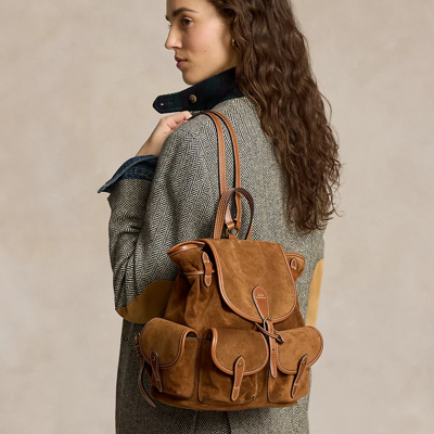 Polo Ralph Lauren Suede Bellport Backpack In Cinnamon