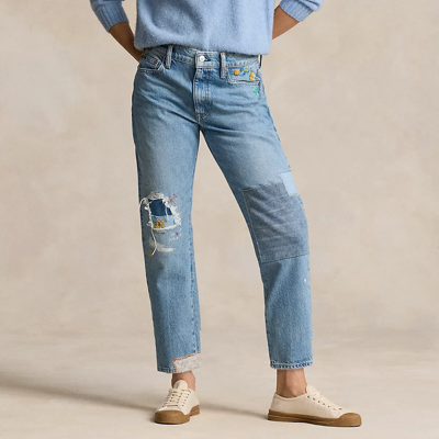 Shop Ralph Lauren Patchwork Relaxed Tapered Jean In Chiquis Wash
