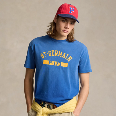 Shop Ralph Lauren Classic Fit Jersey Graphic T-shirt In Cruise Royal