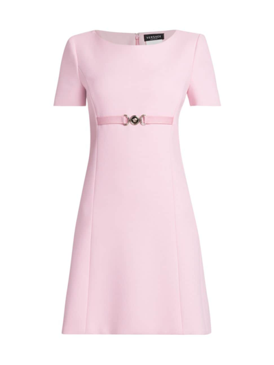 Shop Versace Women's Double Crepe Belted Minidress In Pale Pink