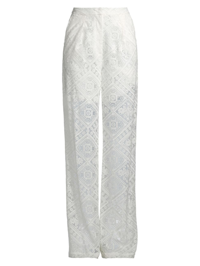 Shop Misook Women's Straight-leg Lace Pants In White