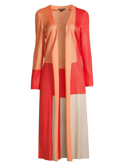 Shop Misook Women's Long Colorblocked Cardigan In Spice Citrine Biscotti